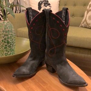 Larry Mahan Grey Suede Western Boots Women’s 6